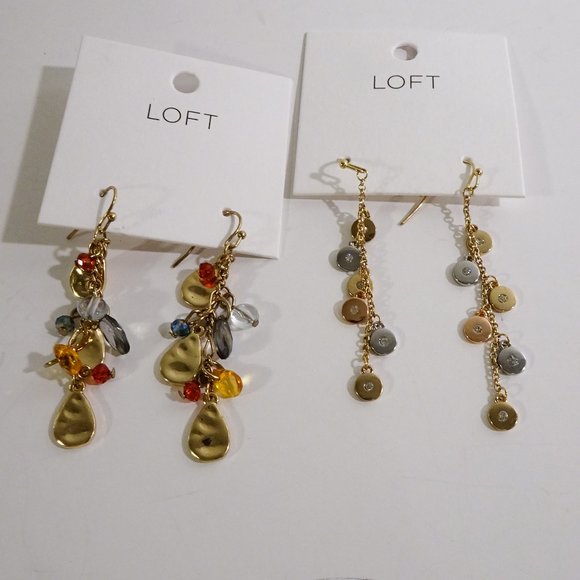 Ann Taylor LOFT Harvest Teardrop Bead Earrings NWT $29.99 Tri Color Earring NWT - Picture 2 of 5